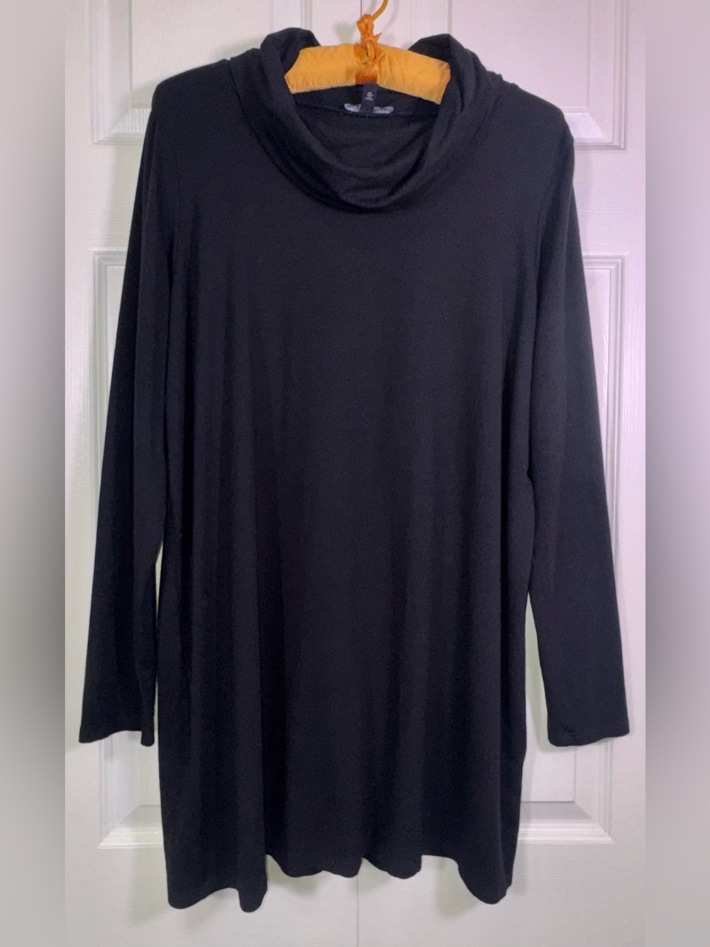 Eileen Fisher Black Stretch Jersey Cowl Neck Tunic Dress Size M